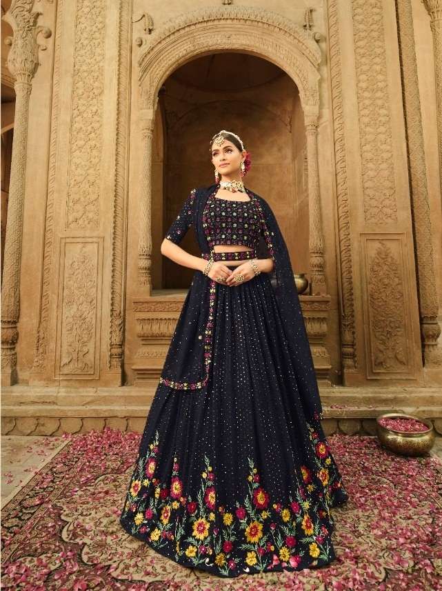 DESIGNER FANCY TRENDY PARTY WEAR GEORGETTE SILK LEHENGA CHOLI KF 2173