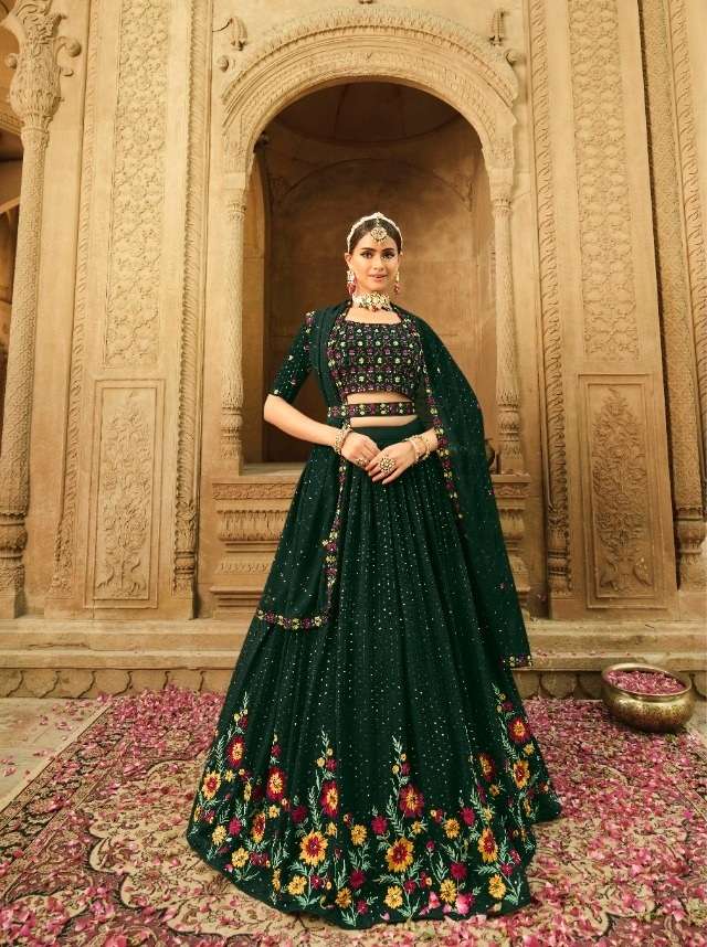 DESIGNER FANCY TRENDY PARTY WEAR GEORGETTE SILK LEHENGA CHOLI KF 2174