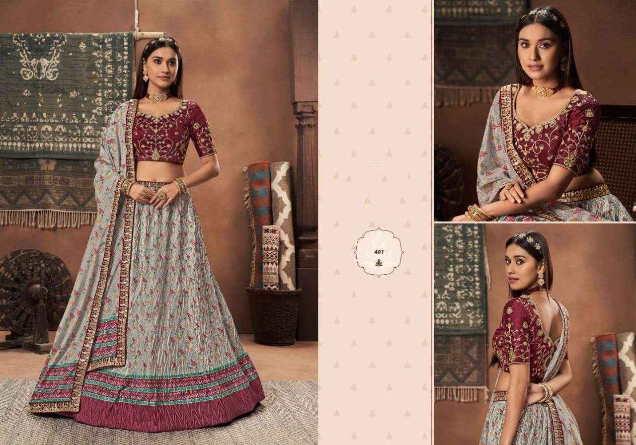 DESIGNER FANCY TRENDY PARTY WEAR GEORGETTE SILK LEHENGA CHOLI KAVIRASM 401