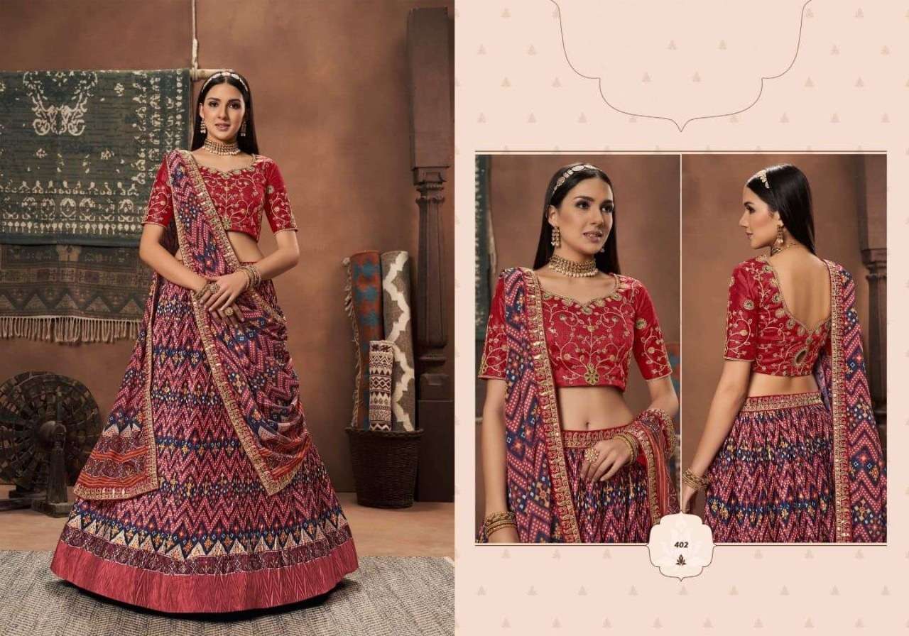 DESIGNER FANCY TRENDY PARTY WEAR GEORGETTE SILK LEHENGA CHOLI KAVIRASM 402