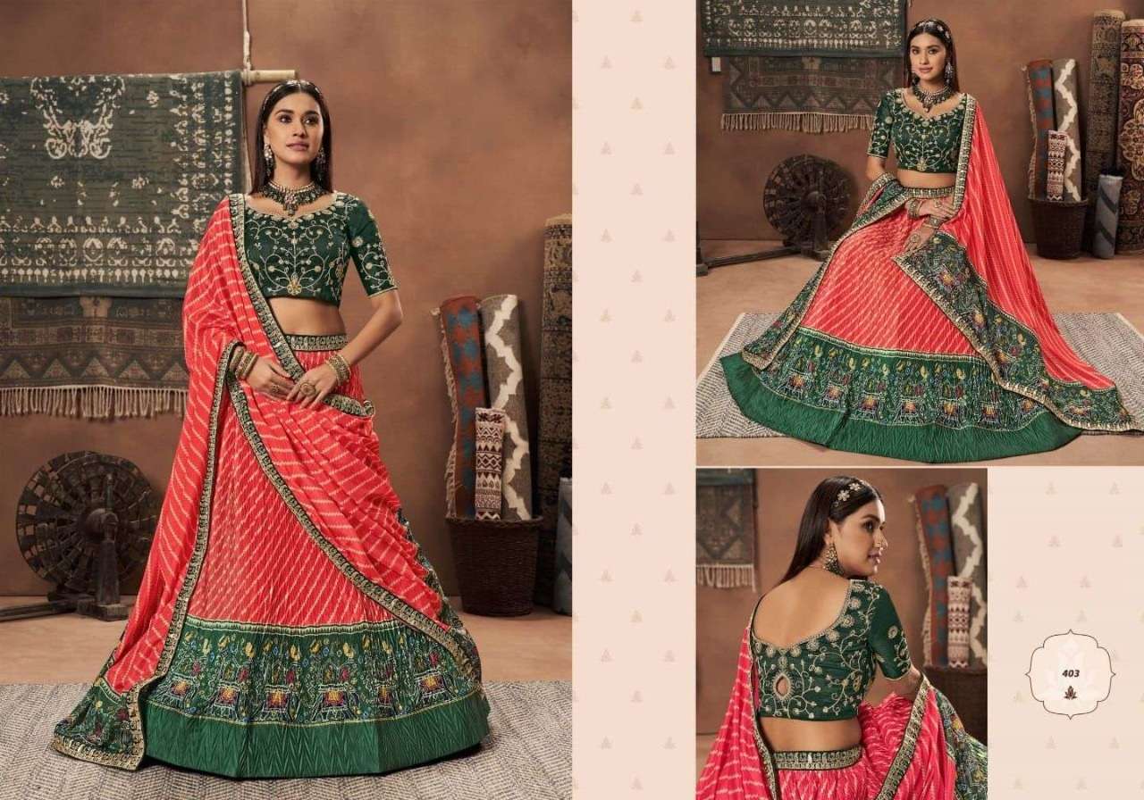 DESIGNER FANCY TRENDY PARTY WEAR GEORGETTE SILK LEHENGA CHOLI KAVIRASM 403