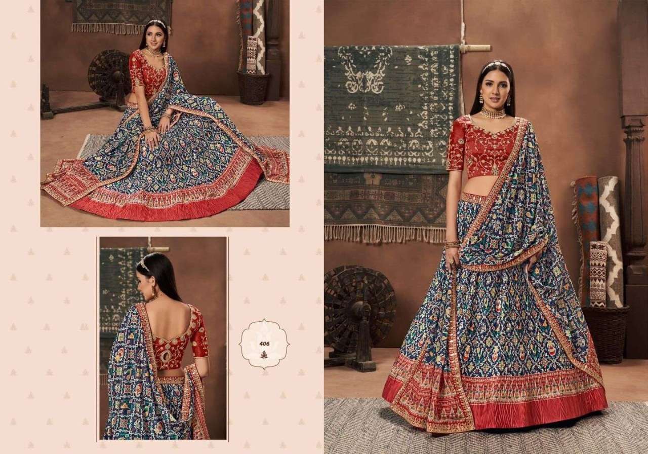 DESIGNER FANCY TRENDY PARTY WEAR GEORGETTE SILK LEHENGA CHOLI KAVIRASM 406