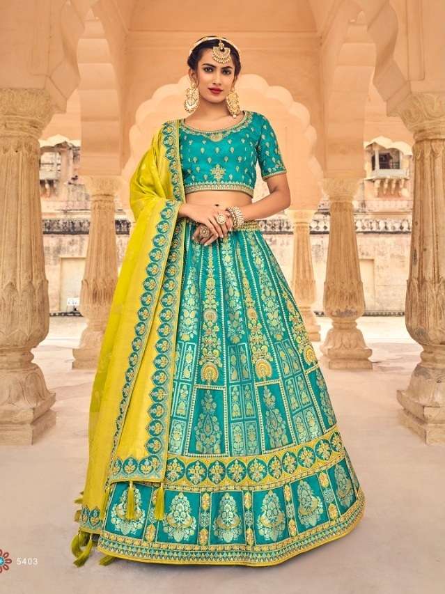 DESIGNER FANCY WEDDING BRIDAL WEAR HEAVY SILK LEHENGA CHOLI TATHASTU 5403