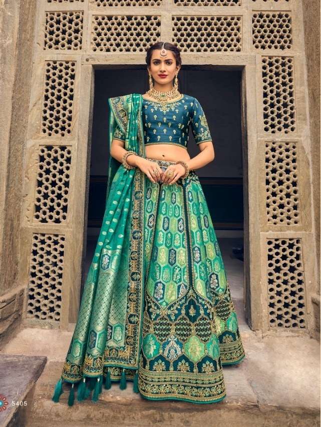 DESIGNER FANCY WEDDING BRIDAL WEAR HEAVY SILK LEHENGA CHOLI TATHASTU 5405