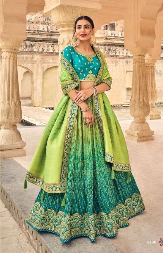 DESIGNER FANCY WEDDING BRIDAL WEAR HEAVY SILK LEHENGA CHOLI TATHASTU 5406