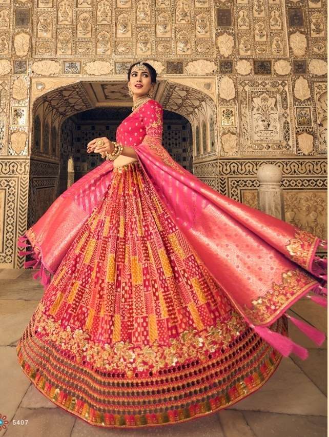 DESIGNER FANCY WEDDING BRIDAL WEAR HEAVY SILK LEHENGA CHOLI TATHASTU 5407