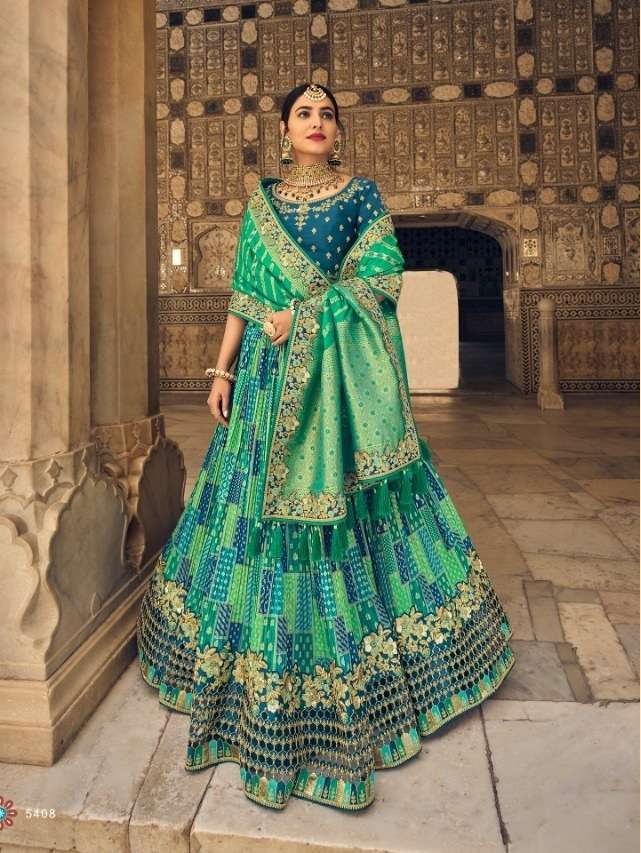 DESIGNER FANCY WEDDING BRIDAL WEAR HEAVY SILK LEHENGA CHOLI TATHASTU 5408