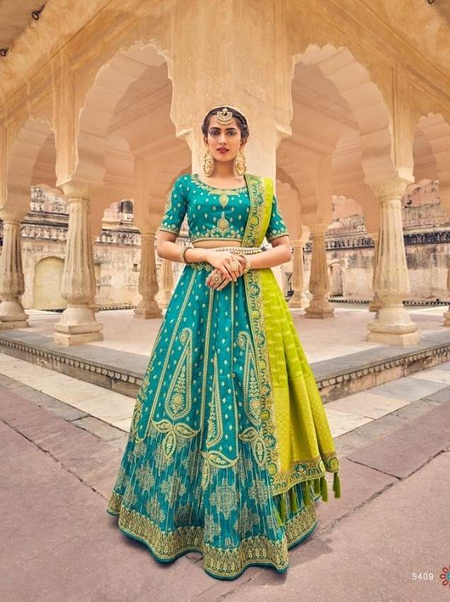 DESIGNER FANCY WEDDING BRIDAL WEAR HEAVY SILK LEHENGA CHOLI TATHASTU 5409