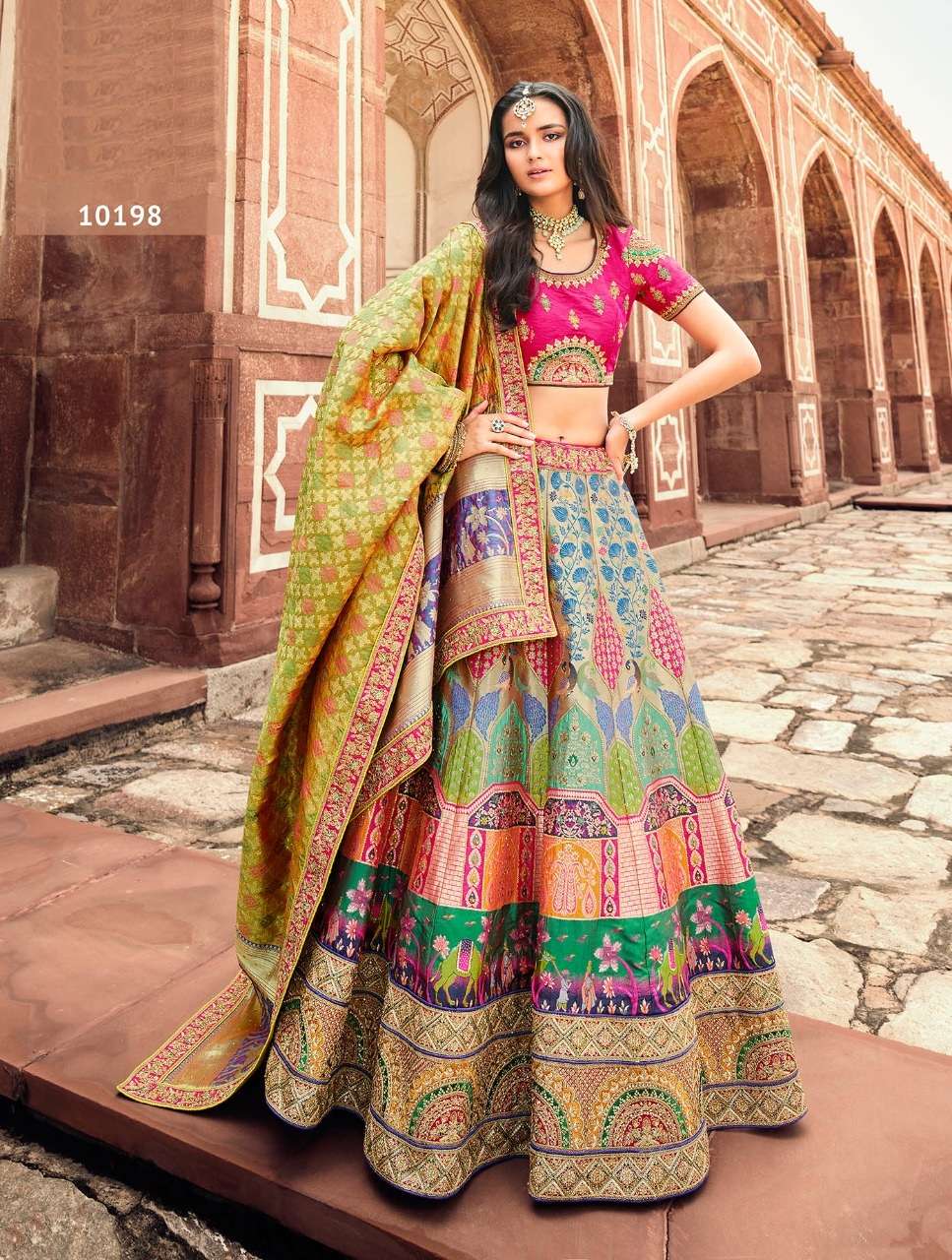 DESIGNER FANCY WEDDING BRIDAL WEAR HEAVY SILK LEHENGA CHOLI ROYAL SM 10198