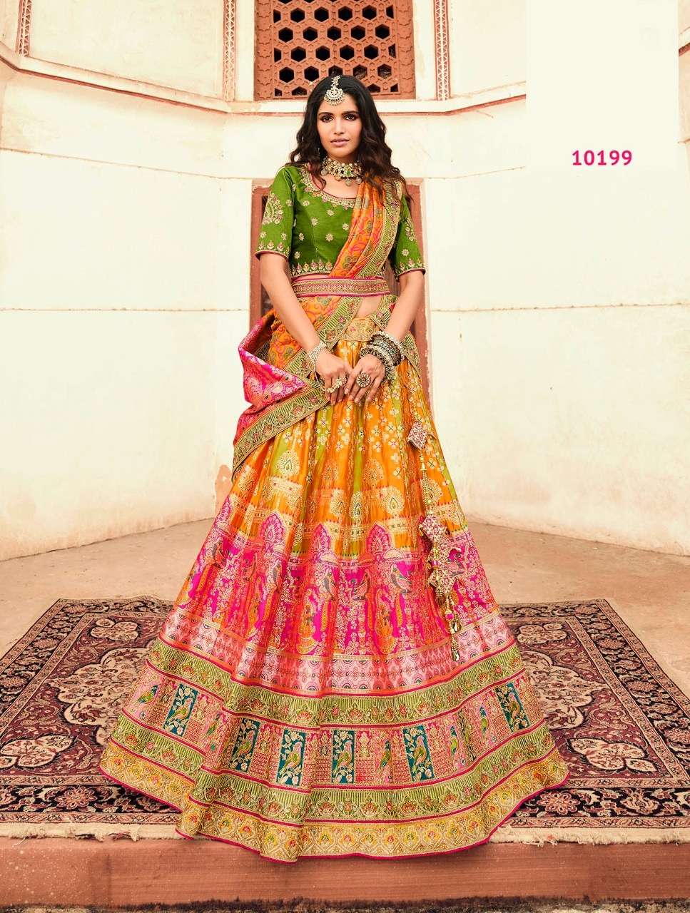 DESIGNER FANCY WEDDING BRIDAL WEAR HEAVY SILK LEHENGA CHOLI ROYAL SM 10199