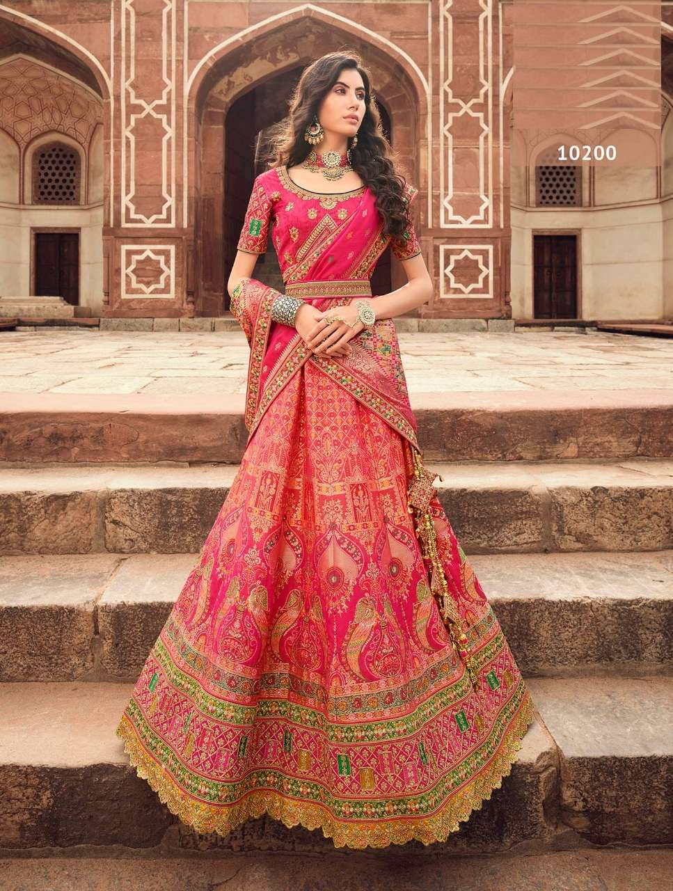 DESIGNER FANCY WEDDING BRIDAL WEAR HEAVY SILK LEHENGA CHOLI ROYAL SM 10200