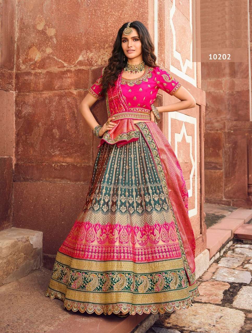 DESIGNER FANCY WEDDING BRIDAL WEAR HEAVY SILK LEHENGA CHOLI ROYAL SM 10202