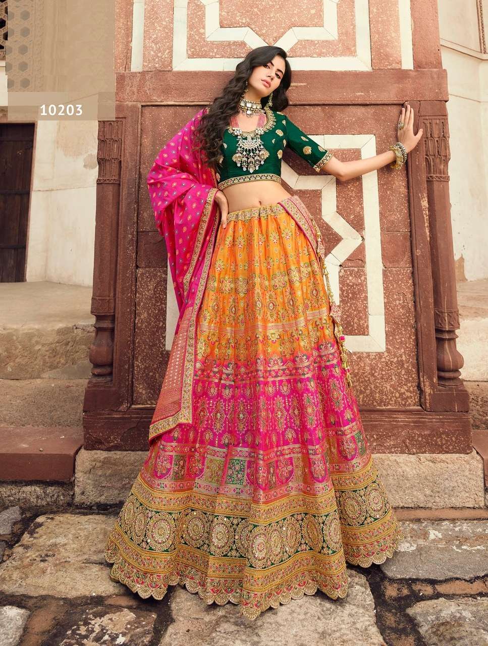 DESIGNER FANCY WEDDING BRIDAL WEAR HEAVY SILK LEHENGA CHOLI ROYAL SM 10203