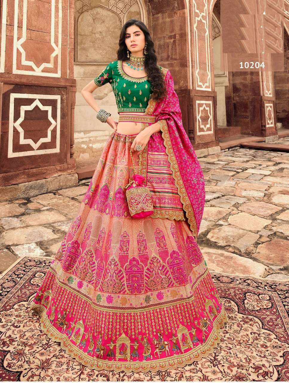 DESIGNER FANCY WEDDING BRIDAL WEAR HEAVY SILK LEHENGA CHOLI ROYAL SM 10204