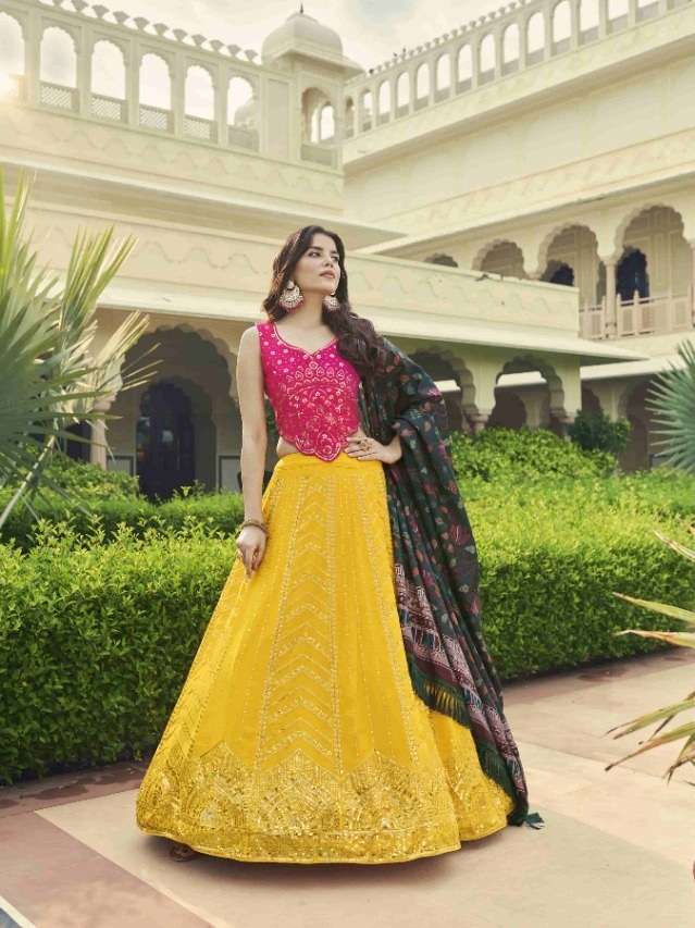 DESIGNER FANCY WEDDING BRIDAL WEAR HEAVY SILK LEHENGA CHOLI BRIDESMAID 2192