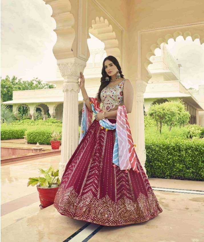 DESIGNER FANCY WEDDING BRIDAL WEAR HEAVY SILK LEHENGA CHOLI BRIDESMAID 2194