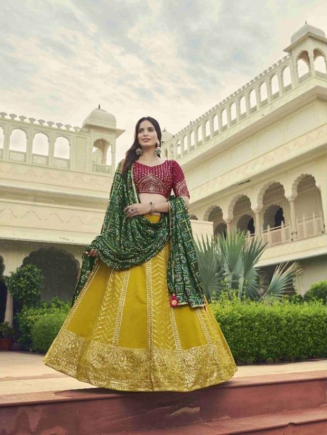 DESIGNER FANCY WEDDING BRIDAL WEAR HEAVY SILK LEHENGA CHOLI BRIDESMAID 2195