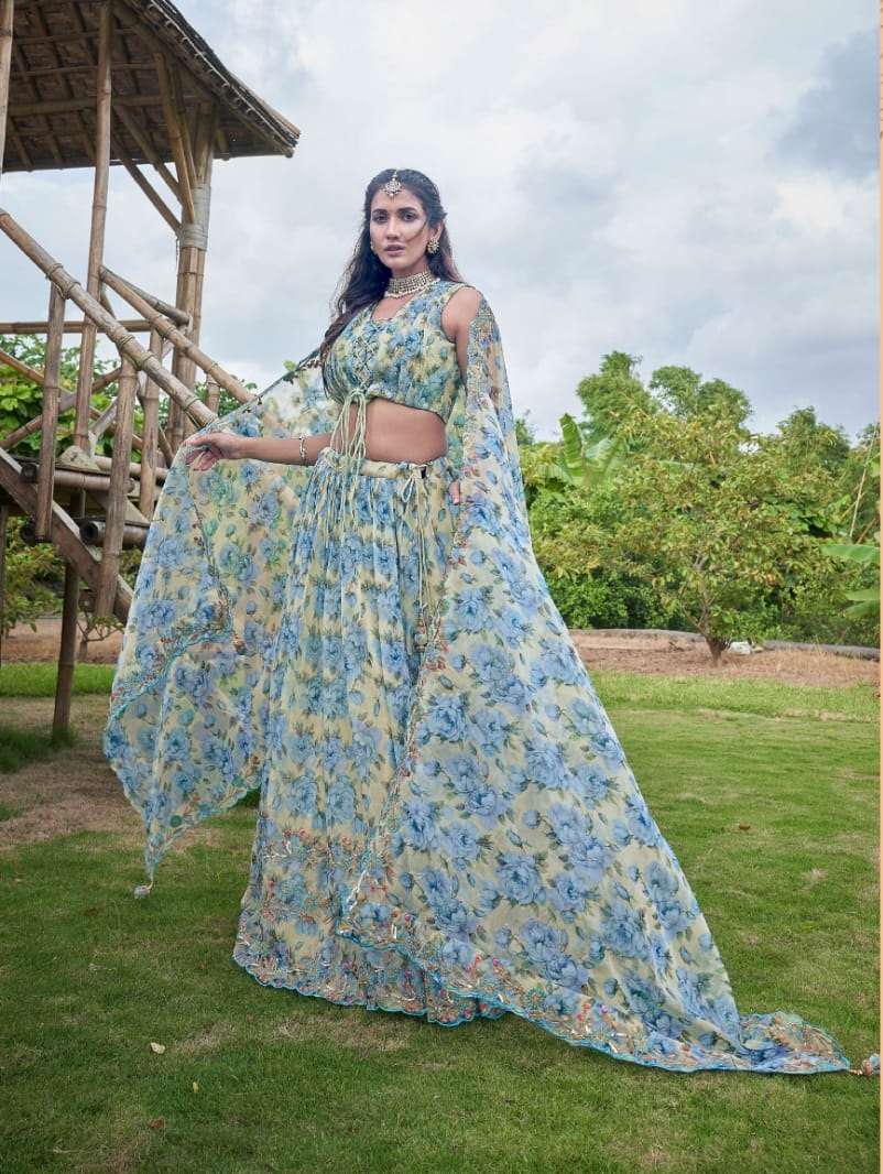 DESIGNER FANCY WEDDING PARTY WEAR HEAVY GEORGETTE LEHENGA CHOLI ANANDAM OSCAR 2473