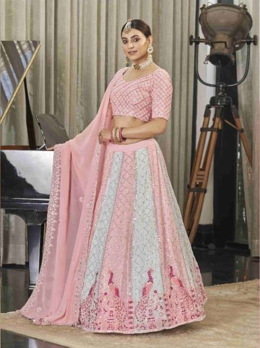 DESIGNER FANCY WEDDING PARTY WEAR HEAVY GEORGETTE LEHENGA CHOLI BRIDESMAID 2011