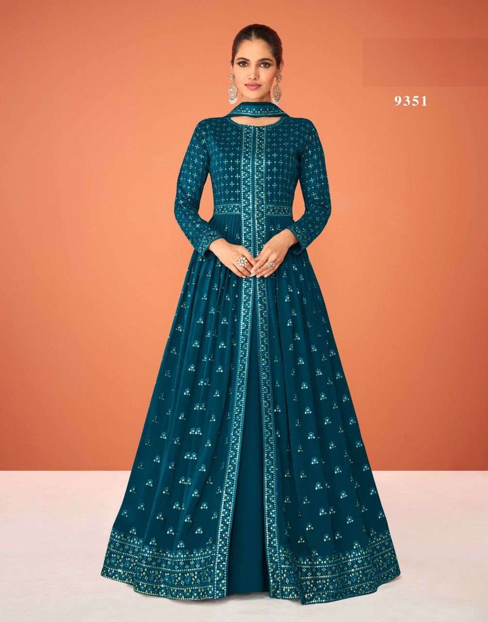 DESIGNER FANCY WEDDING PARTY WEAR HEAVY GOWN IN REAL GEORGETTE FABRIC AF KASTURI 9351