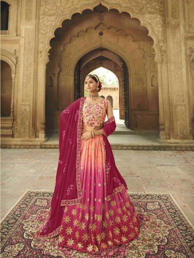 DESIGNER FANCY WEDDING PARTY WEAR HEAVY SILK LEHENGA CHOLI GULDASTA 2161