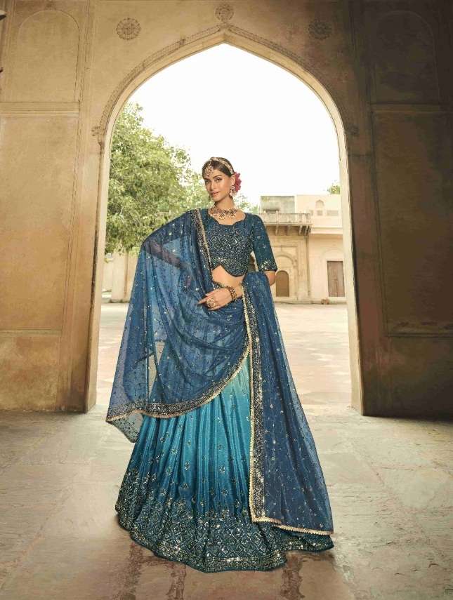 DESIGNER FANCY WEDDING PARTY WEAR HEAVY SILK LEHENGA CHOLI GULDASTA 2166