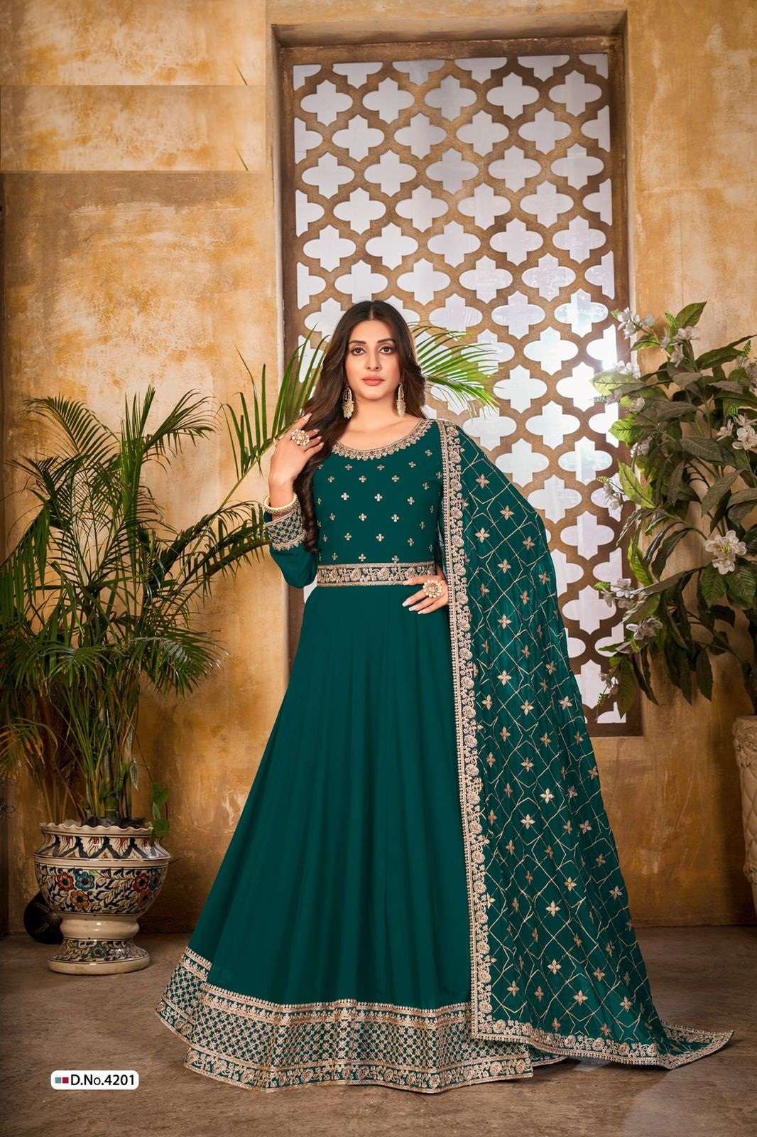 DESIGNER FANCY WEDDING PARTY WEAR NEW ANARKALI GOWN SALWAR SUIT IN GEORGETTE AASHIRWAD ANY 4201