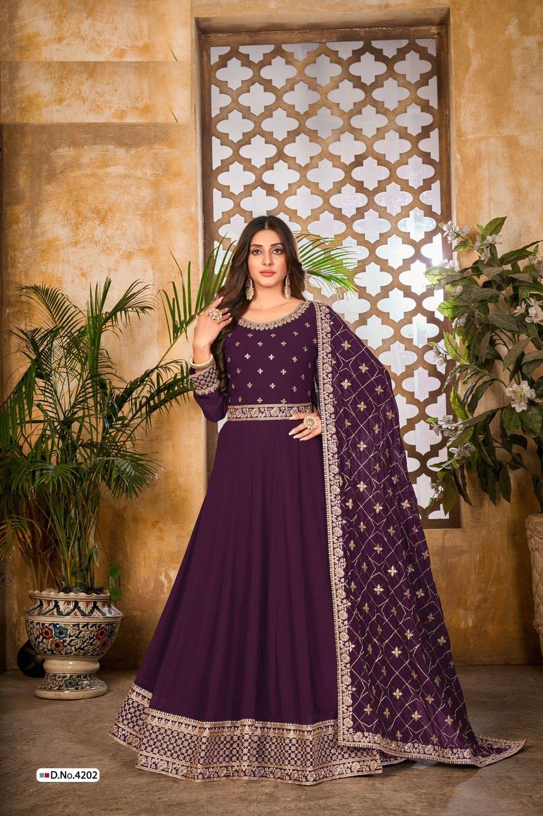 DESIGNER FANCY WEDDING PARTY WEAR NEW ANARKALI GOWN SALWAR SUIT IN GEORGETTE AASHIRWAD ANY 4202