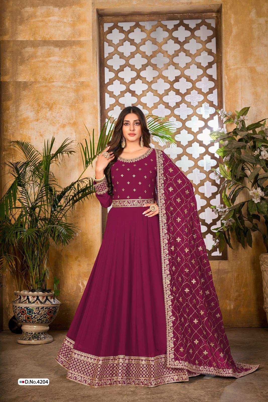 DESIGNER FANCY WEDDING PARTY WEAR NEW ANARKALI GOWN SALWAR SUIT IN GEORGETTE AASHIRWAD ANY 4204