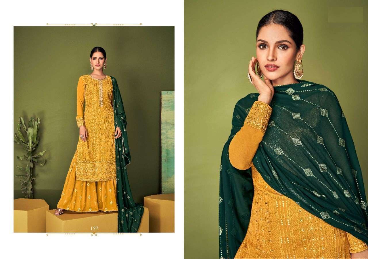 DESIGNER FANCY YELLOW SHARARA SALWAR SUIT FOR WEDDING PARTY WEAR IN GEORGETTE FABRIC AFRH 157