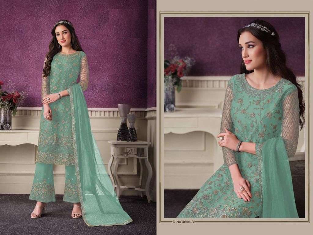 DESIGNER PAKISTANI PARTY WEAR BUTTERFLY NET SALWAR SUIT JG VIPUL 4695 B