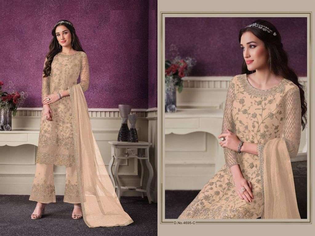 DESIGNER PAKISTANI PARTY WEAR BUTTERFLY NET SALWAR SUIT JG VIPUL 4695 C