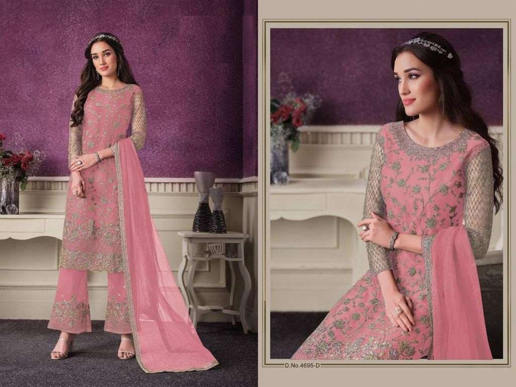 DESIGNER PAKISTANI PARTY WEAR BUTTERFLY NET SALWAR SUIT JG VIPUL 4695D