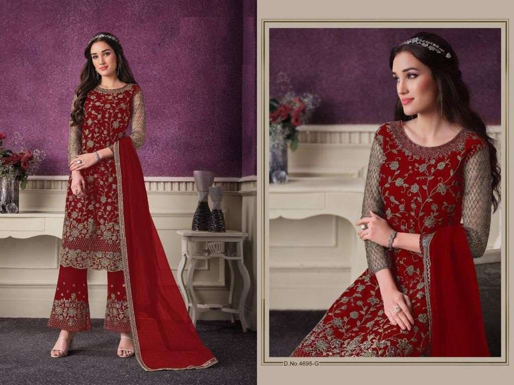 DESIGNER PAKISTANI PARTY WEAR BUTTERFLY NET SALWAR SUIT JG VIPUL 4695 G