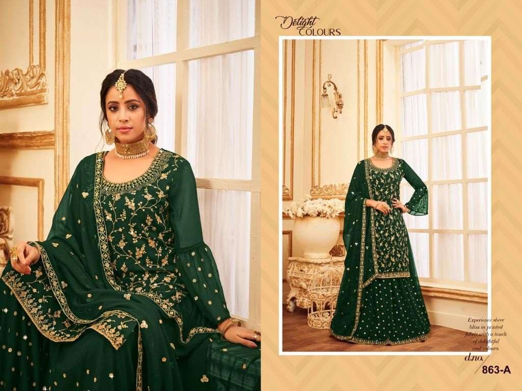 DESIGNER PAKISTANI PARTY WEAR GEORGETTE SALWAR SUIT JG RADHA SATRANG 863 A