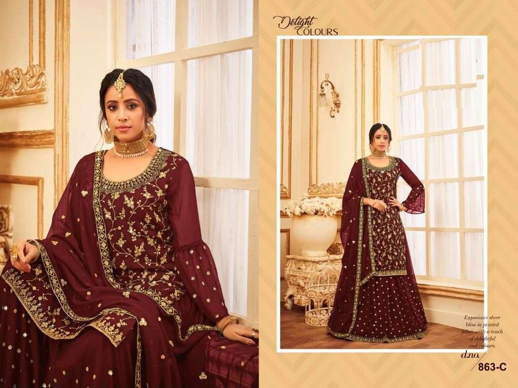 DESIGNER PAKISTANI PARTY WEAR GEORGETTE SALWAR SUIT JG RADHA SATRANG 863 C