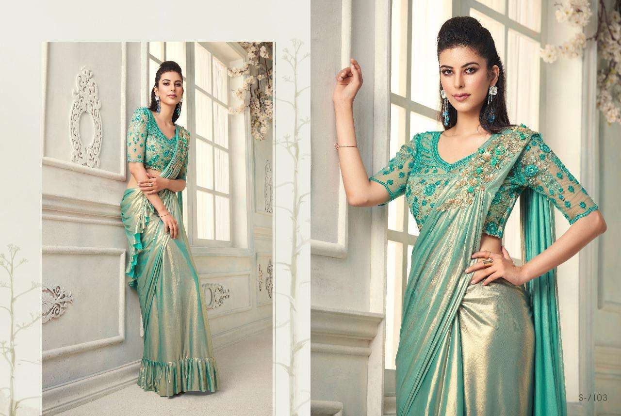 DESIGNER TRENDY WEDDING CUM PARTY WEAR FANCY SILK SAREE TFH COLLECTION 7103