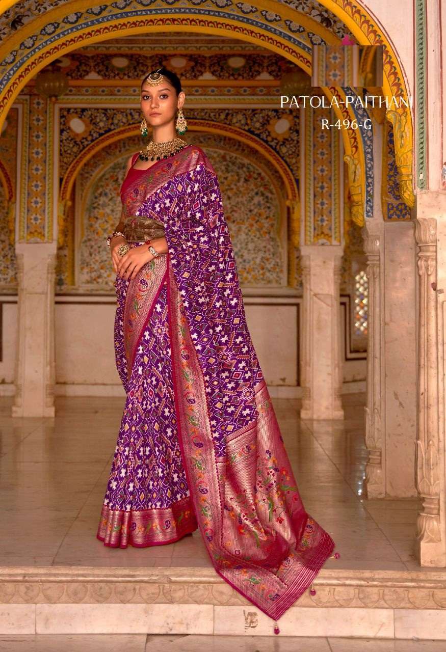 HEAVY DESIGNER FANCY FABRIC WEDDING PARTY WEAR PURPLE SILK SAREE WITH DESIGNER FANCY PALLU SM MN SAREE RVA SM 496G