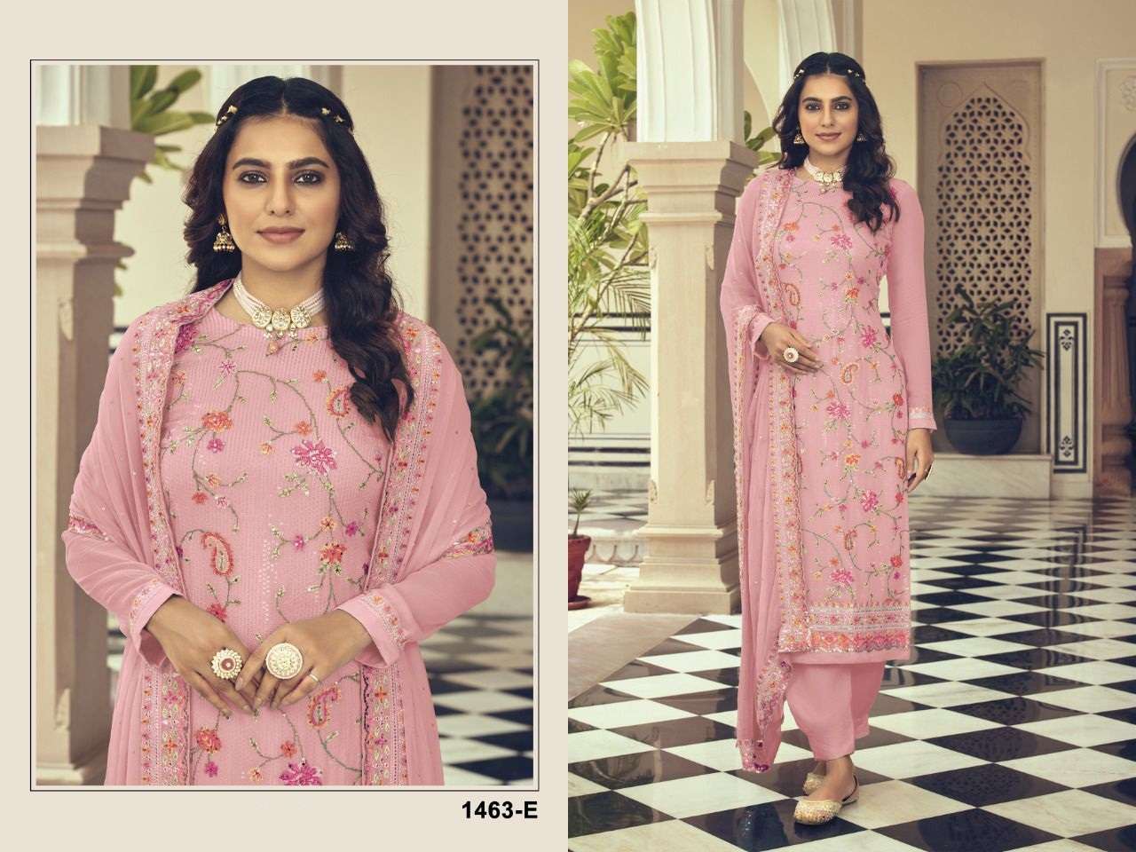 LIGHT PINK DESIGNER FANCY SHARARA SALWAR SUIT FOR WEDDING PARTY WEAR IN GEORGETTE FABRIC CPR ASHPREET 1463E