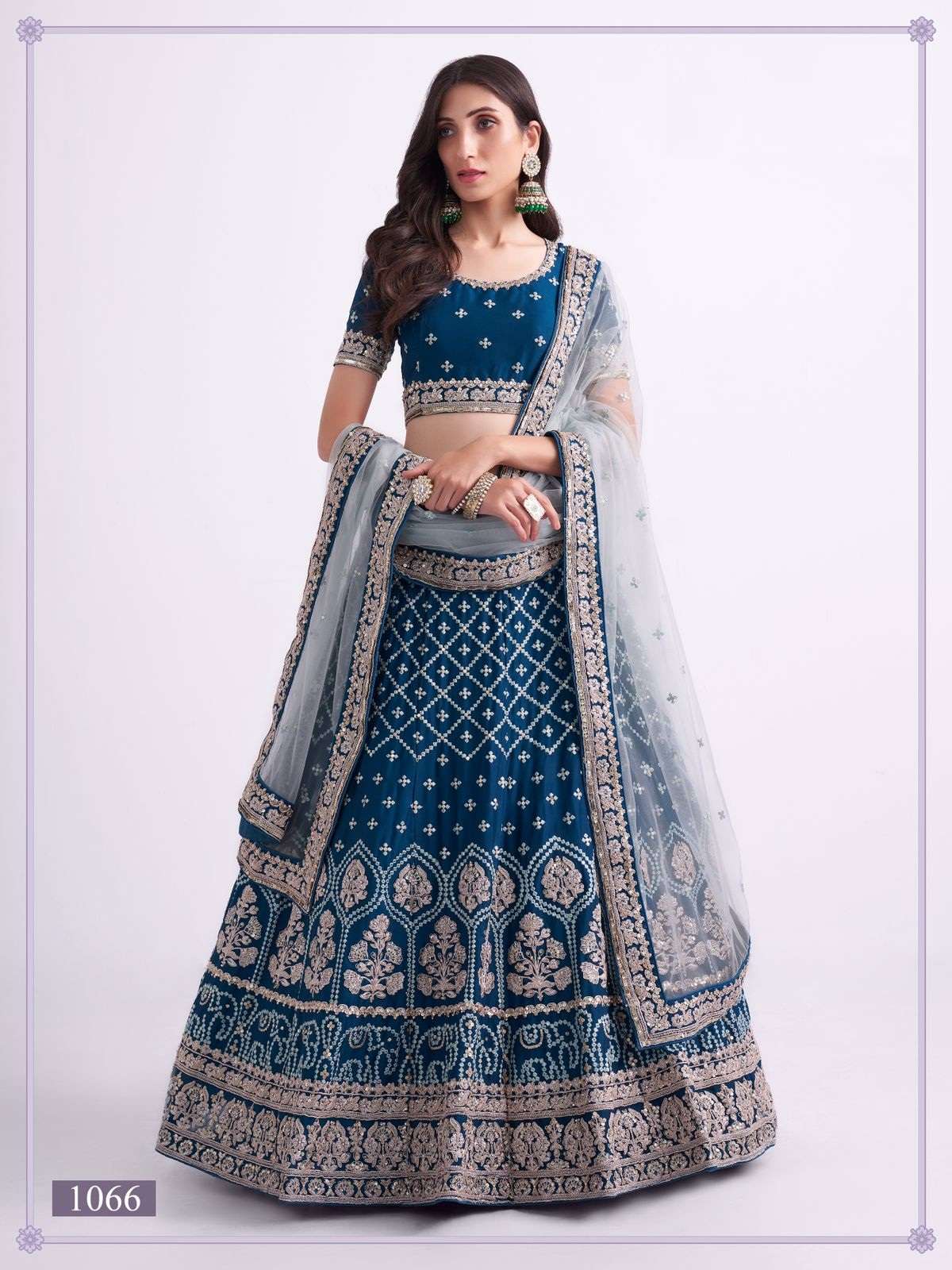 PREMIUM BRIDAL BLUE DESIGNER HEAVY NET LEHENGA NEW DESIGN ALIZEH HERITAGE 1066