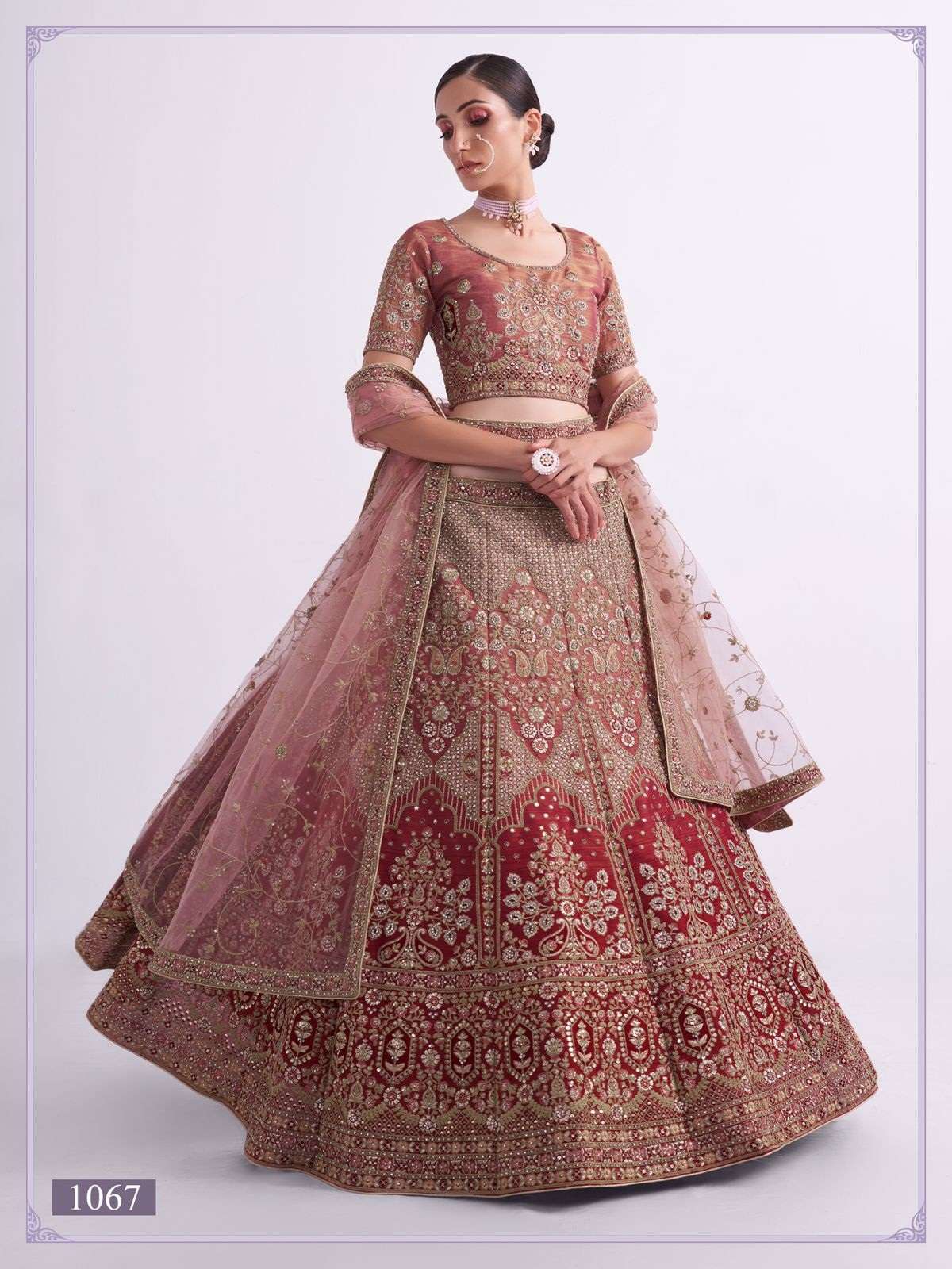 PREMIUM BRIDAL PEACE DESIGNER HEAVY NET LEHENGA NEW DESIGN ALIZEH HERITAGE 1067