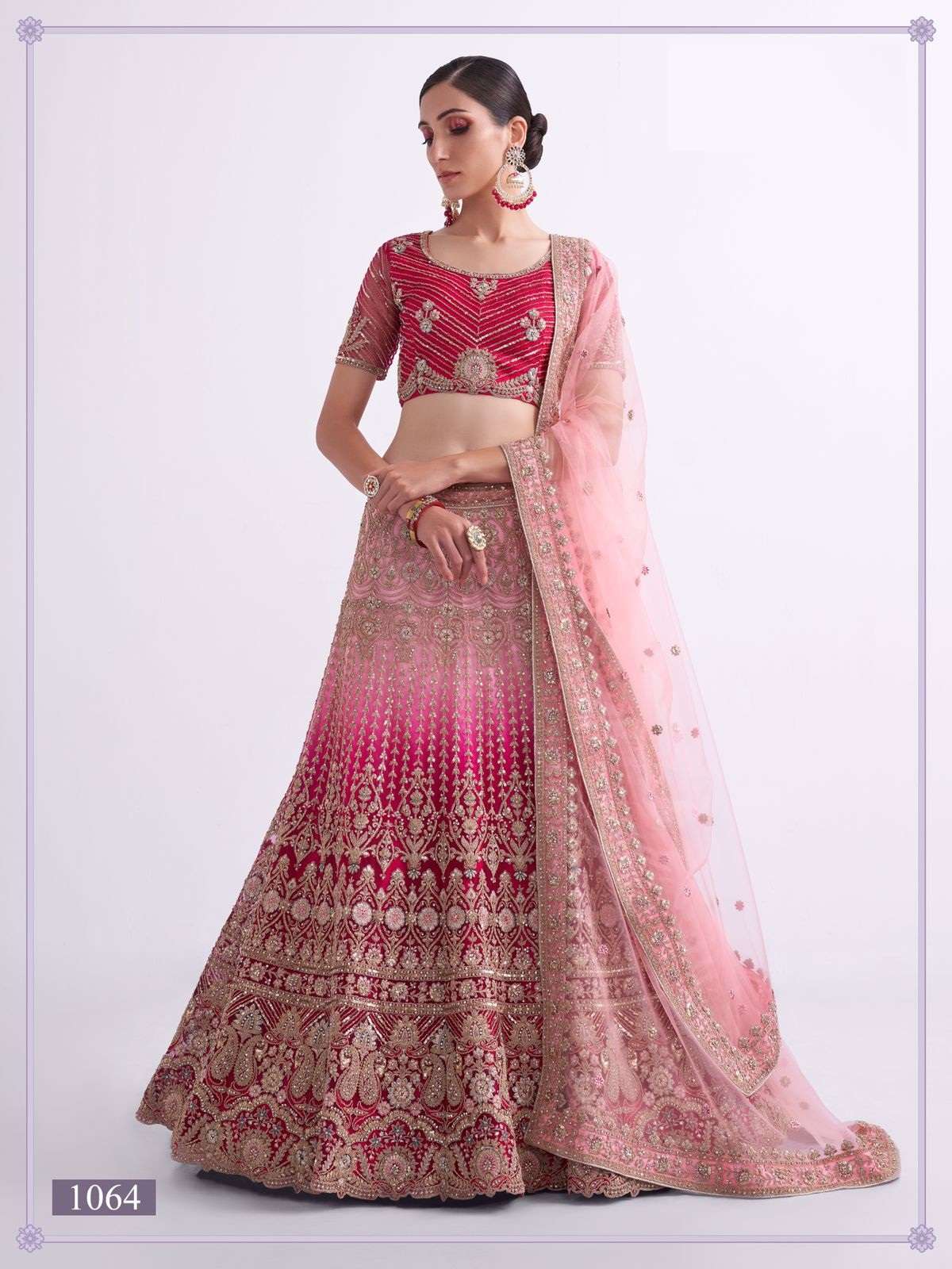 PREMIUM BRIDAL RANI PINK DESIGNER HEAVY NET LEHENGA NEW DESIGN ALIZEH HERITAGE 1064