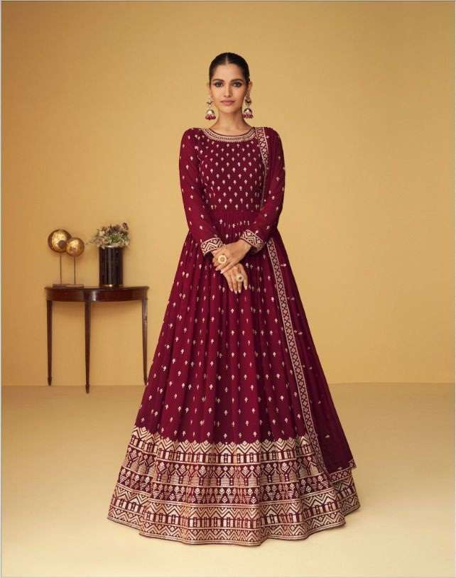 DESIGNER FANCY LONG ANARKALI GOWN SALWAR SUIT FOR WEDDING PARTY WEAR IN REAL GEORGETTE FABRIC AF SANA 9358