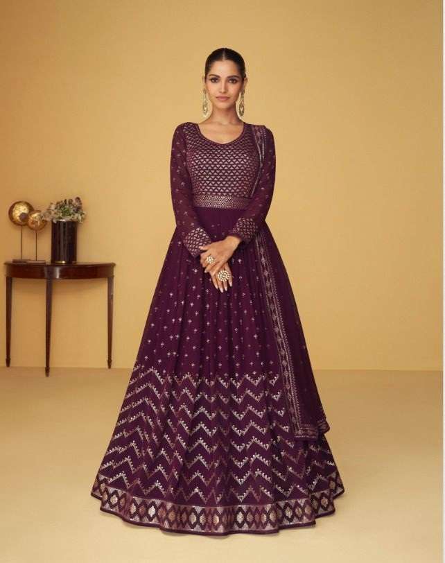 DESIGNER FANCY LONG ANARKALI GOWN SALWAR SUIT FOR WEDDING PARTY WEAR IN REAL GEORGETTE FABRIC AF SANA 9360