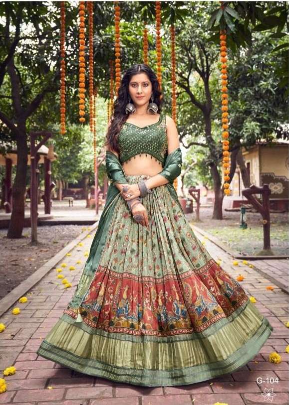 DESIGNER FANCY NEW TRENDY BRIDAL WEDDING PARTY WEAR SILK HANDWORK LEHENGA CHOLI TATHASTU 104