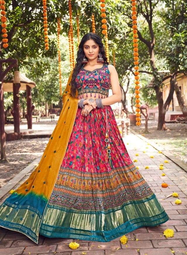 DESIGNER FANCY NEW TRENDY BRIDAL WEDDING PARTY WEAR SILK HANDWORK LEHENGA CHOLI TATHASTU 107