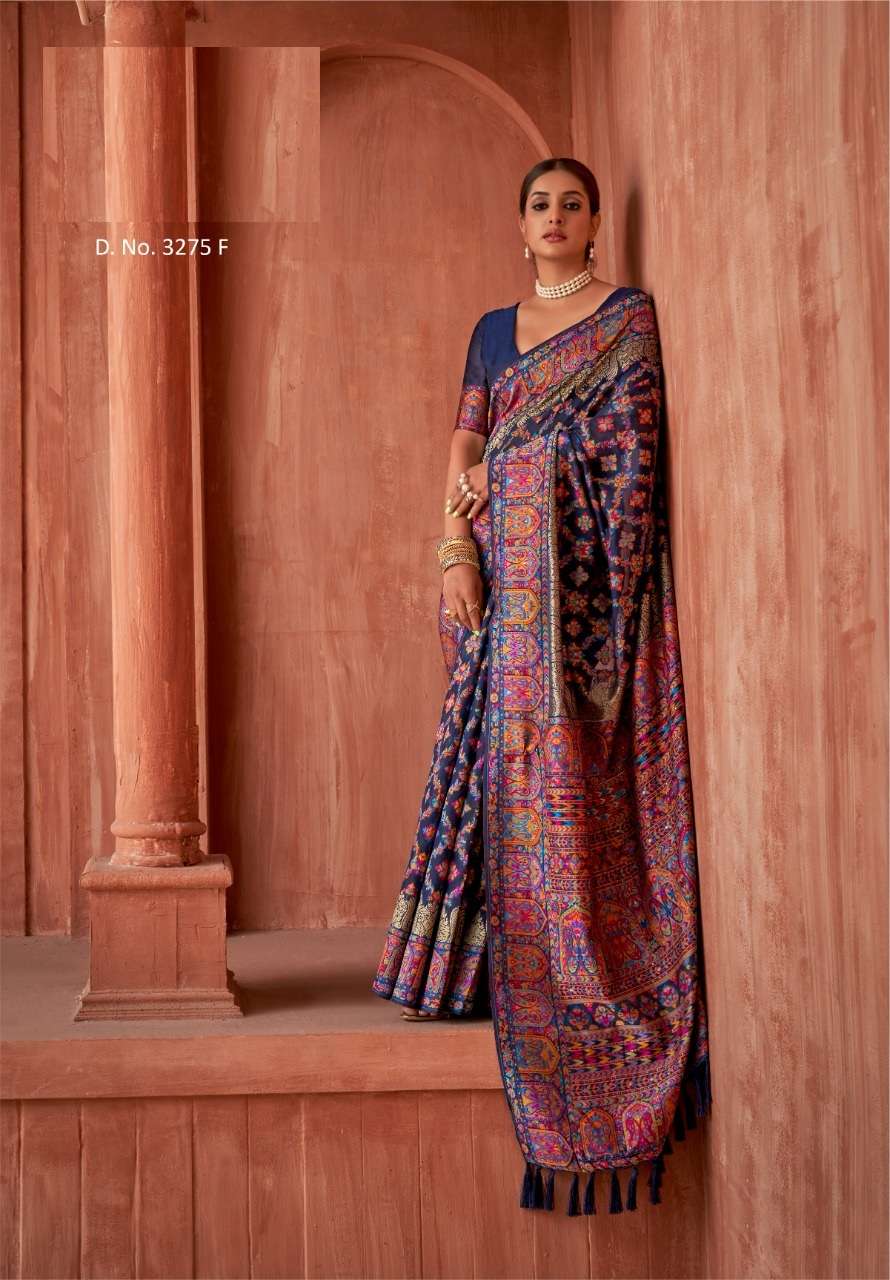 DESIGNER FANCY PARTY WEAR BLUE BANARASI SILK FABRIC SAREE MANJULAA AARADHYA SM 3275F