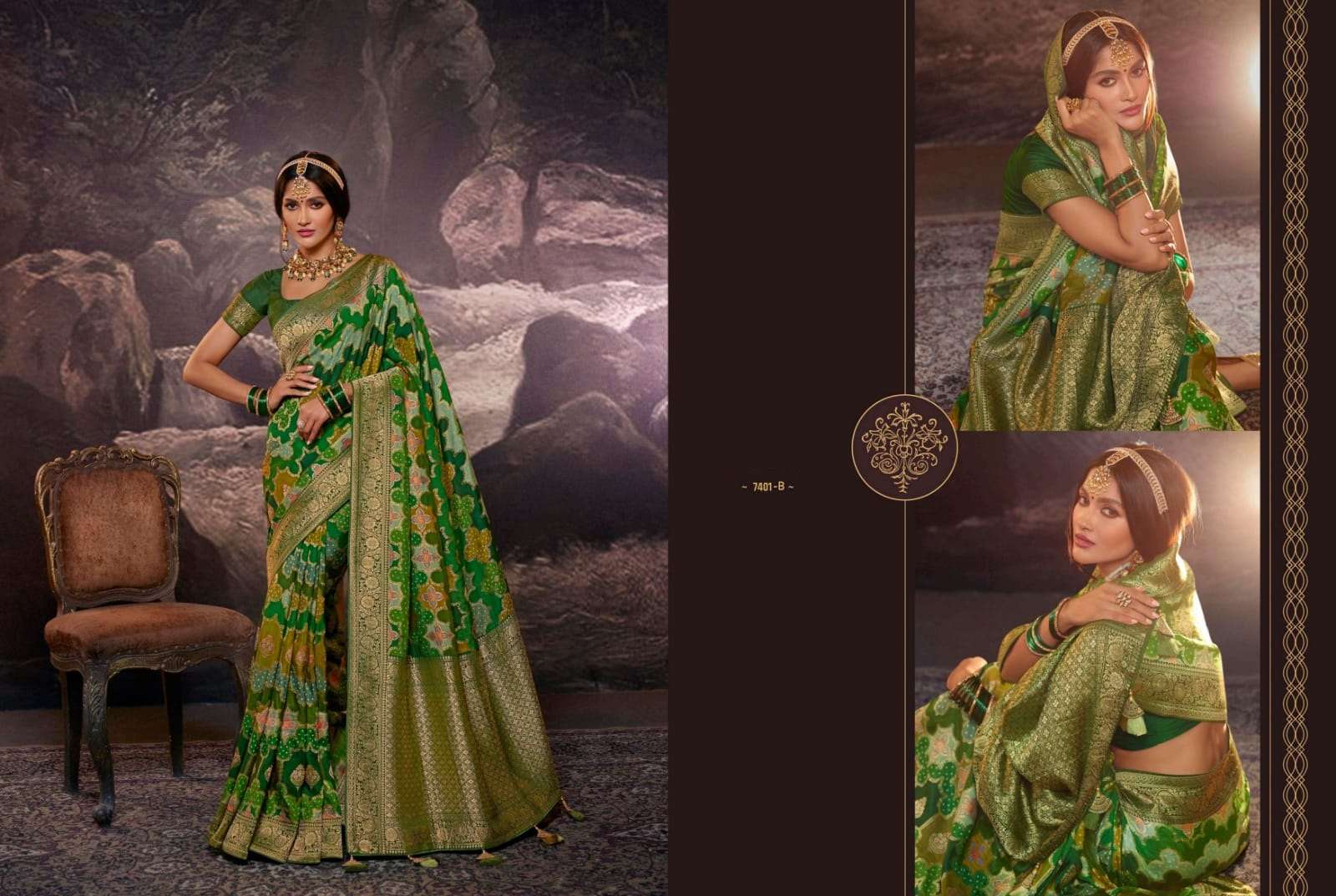 DESIGNER FANCY PARTY WEAR GREEN BANARASI PATOLA SILK SAREE SULAKSHMI SM 7401B