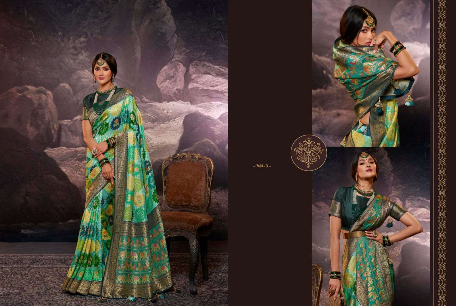 DESIGNER FANCY PARTY WEAR GREEN BANARASI PATOLA SILK SAREE SULAKSHMI SM 7404B