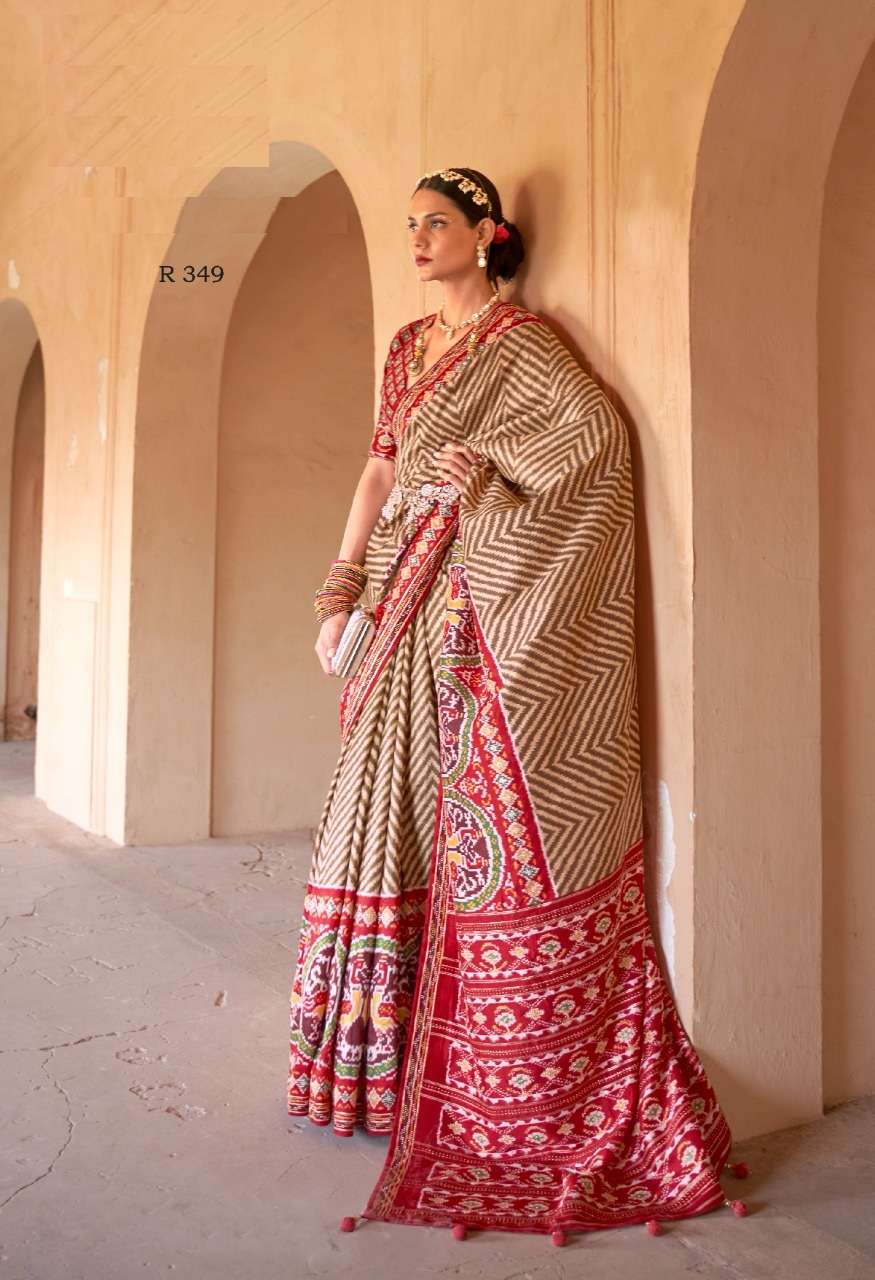 DESIGNER FANCY PARTY WEAR ORGANZA SILK FABRIC SAREE REVAA SUVARNA SM 349